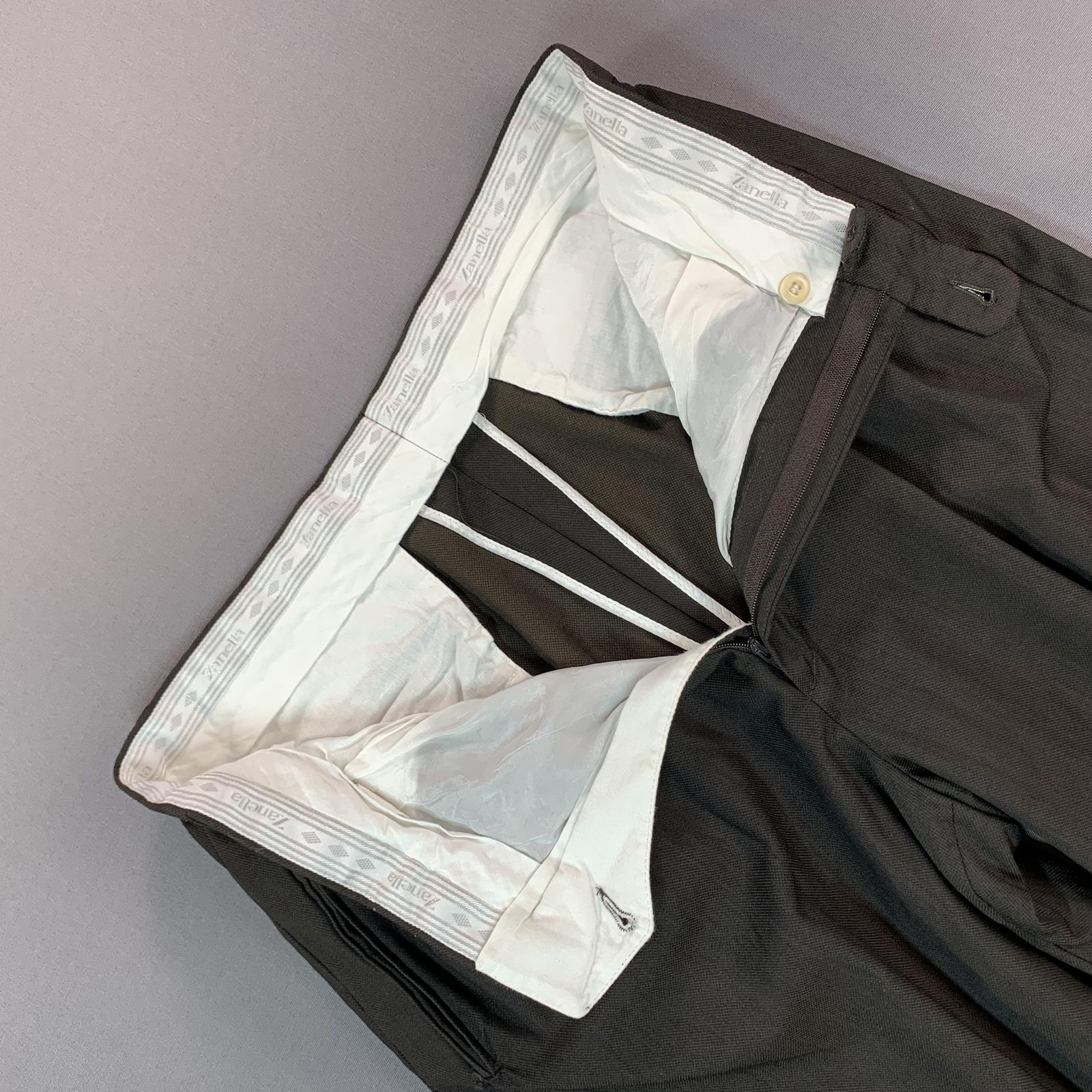 Zanella Dress Pants Mens 33x29 Dunkan Brown Wool Pleated Classic Trousers Italy